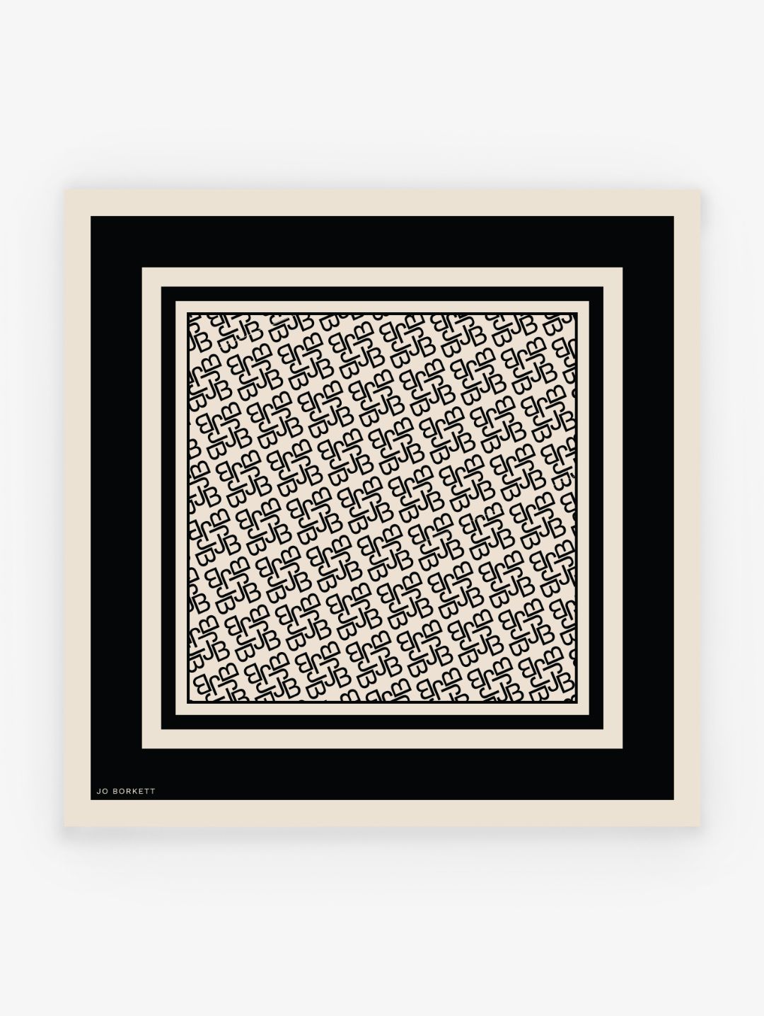 Silk Touch Monogram Neckerchief - Cream/Black