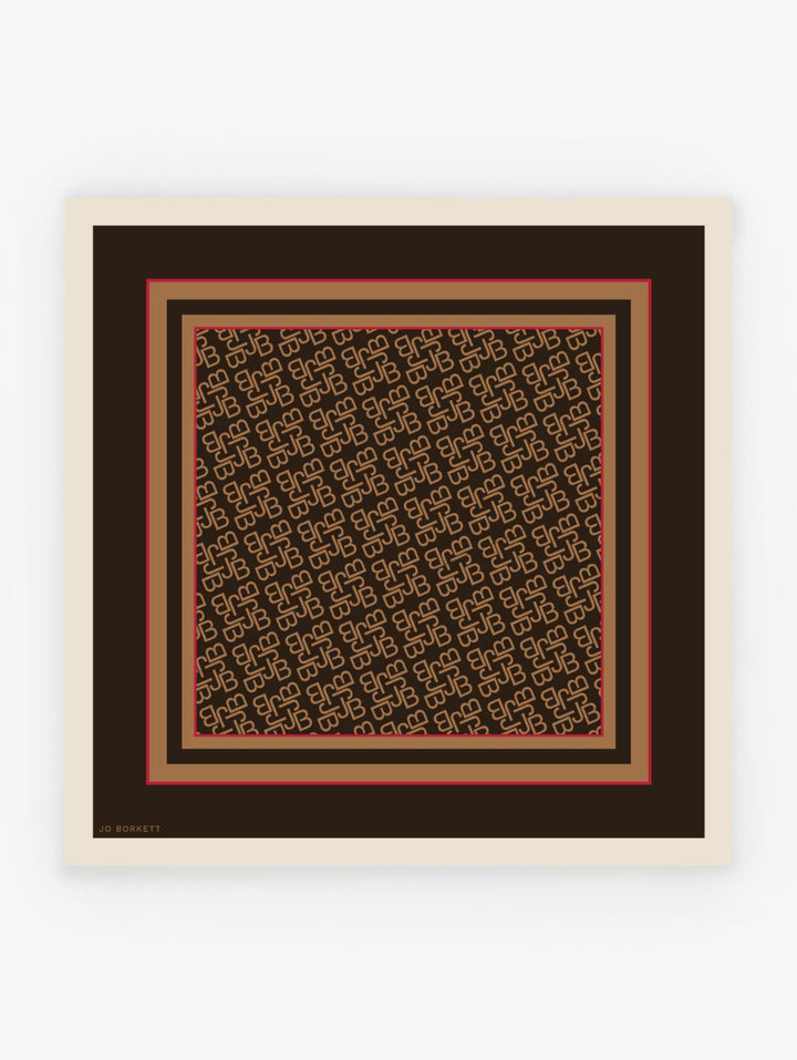 Silk Touch Monogram Neckerchief - Brown