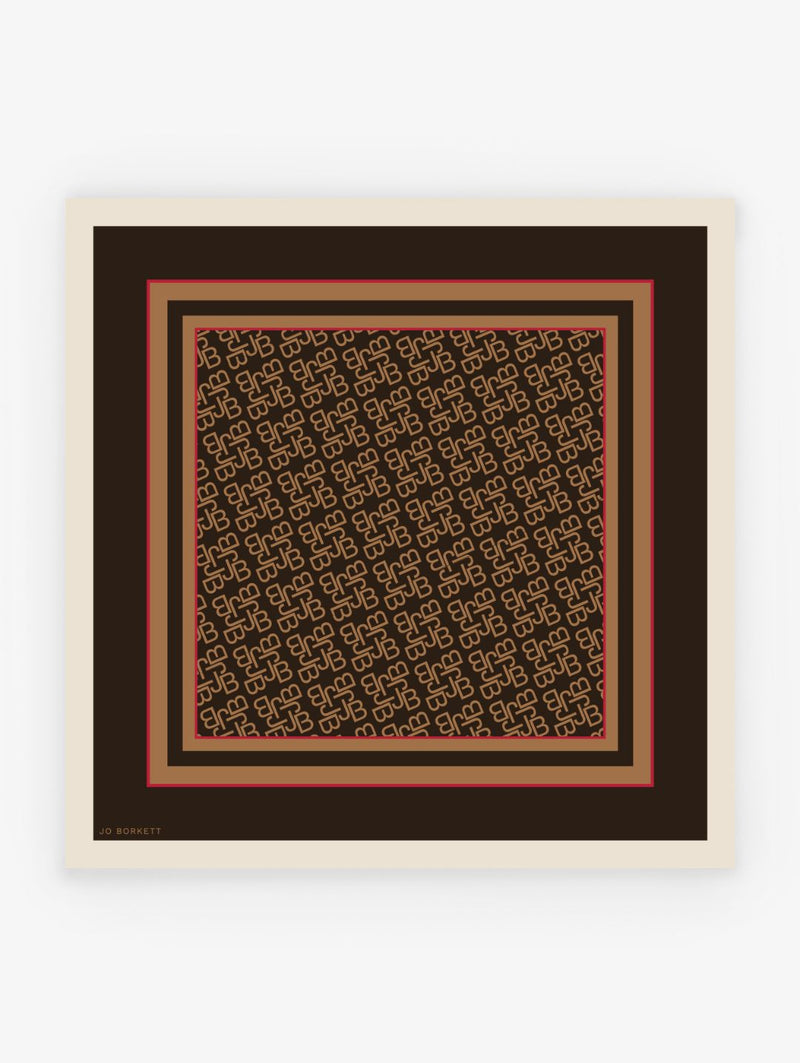 Silk Touch Monogram Neckerchief - Brown