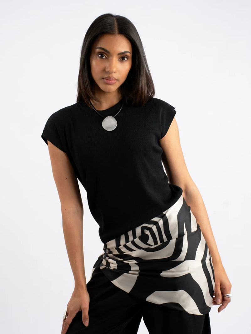 Zebra Eye Rectangular Silk Touch Scarf - Black/Cream