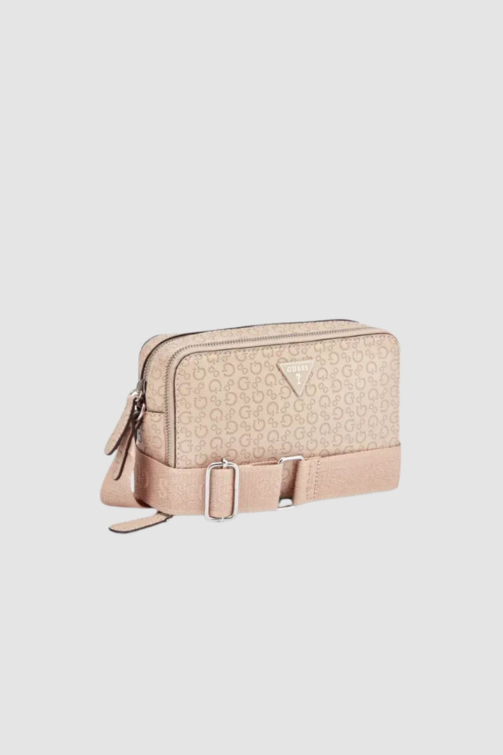 Viviette Mini Double Zip Crossbody Bag - Latte