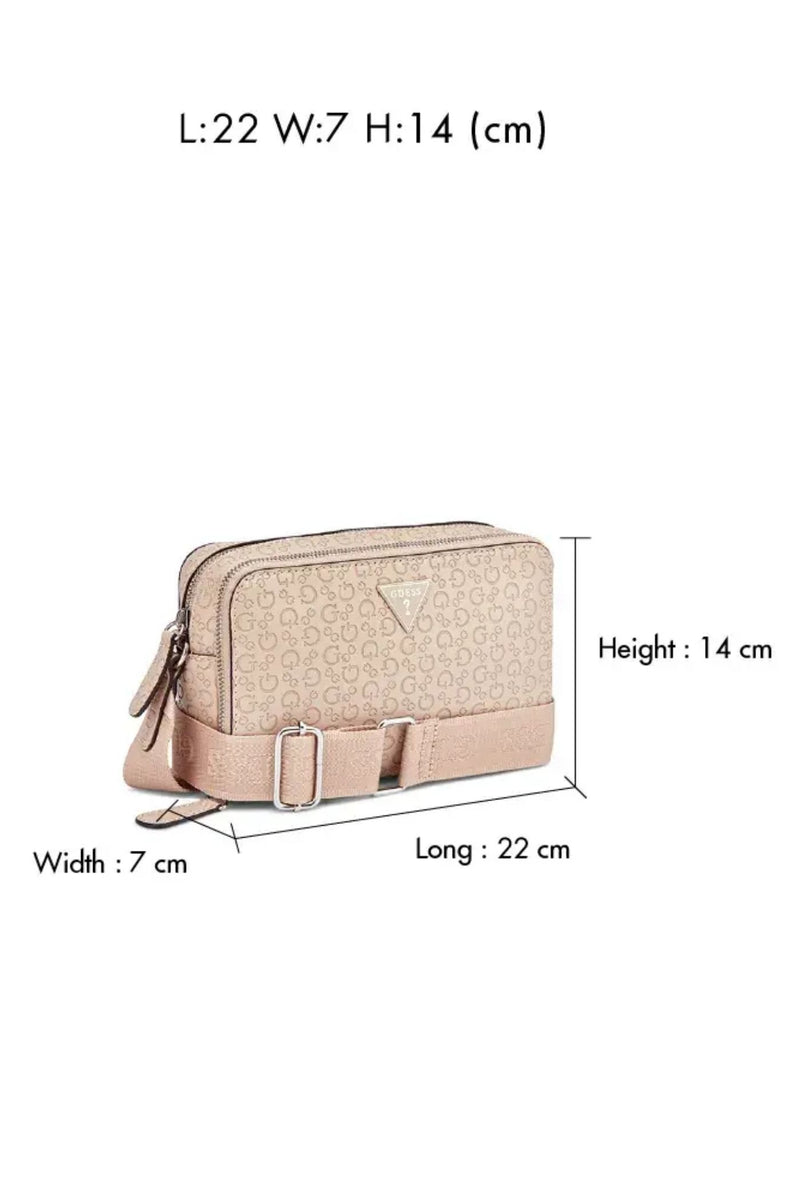 Viviette Mini Double Zip Crossbody Bag - Latte