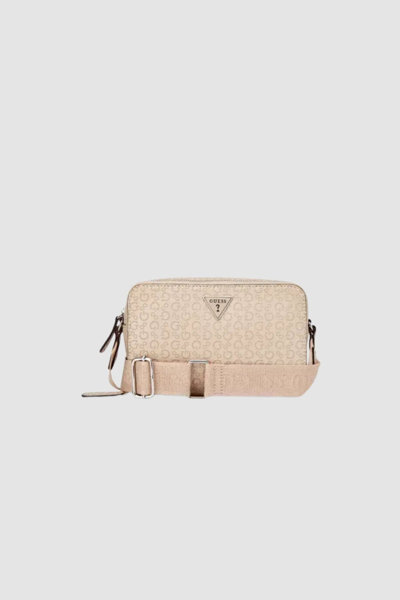 Viviette Mini Double Zip Crossbody Bag - Latte
