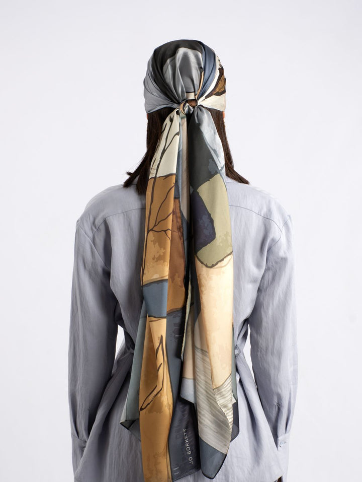 Dried Poppy Rectangular Silk Touch Scarf - Multi