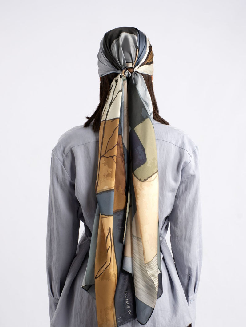 Dried Poppy Rectangular Silk Touch Scarf - Multi