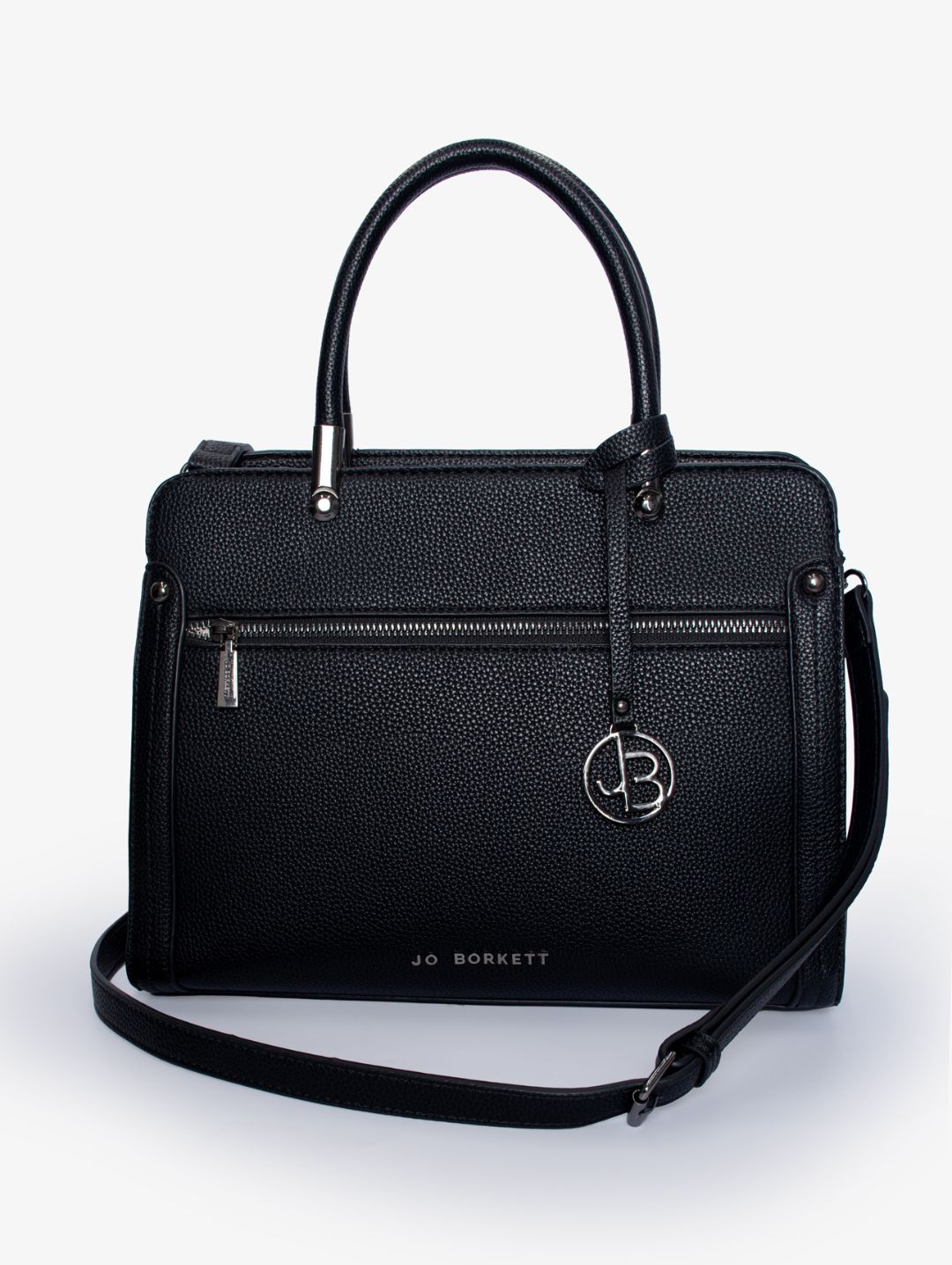 Carolyn Front Zip Tote Bag - Black