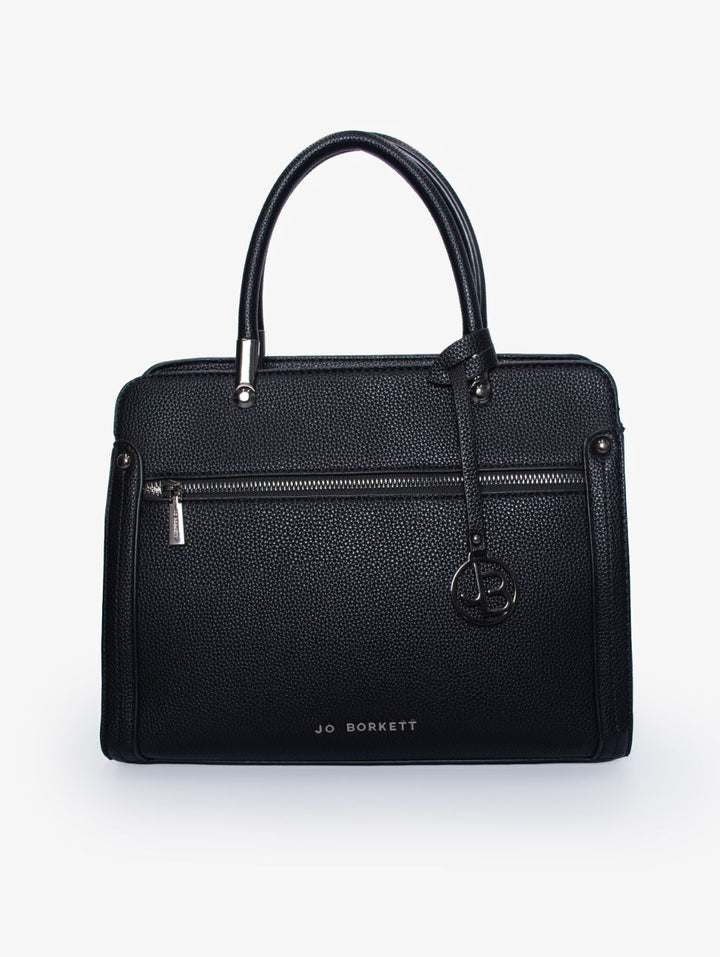 Carolyn Front Zip Tote Bag - Black