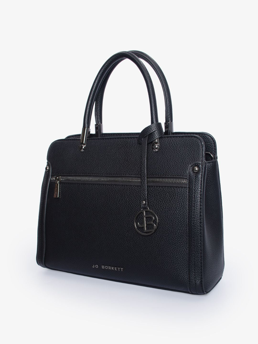 Carolyn Front Zip Tote Bag - Black