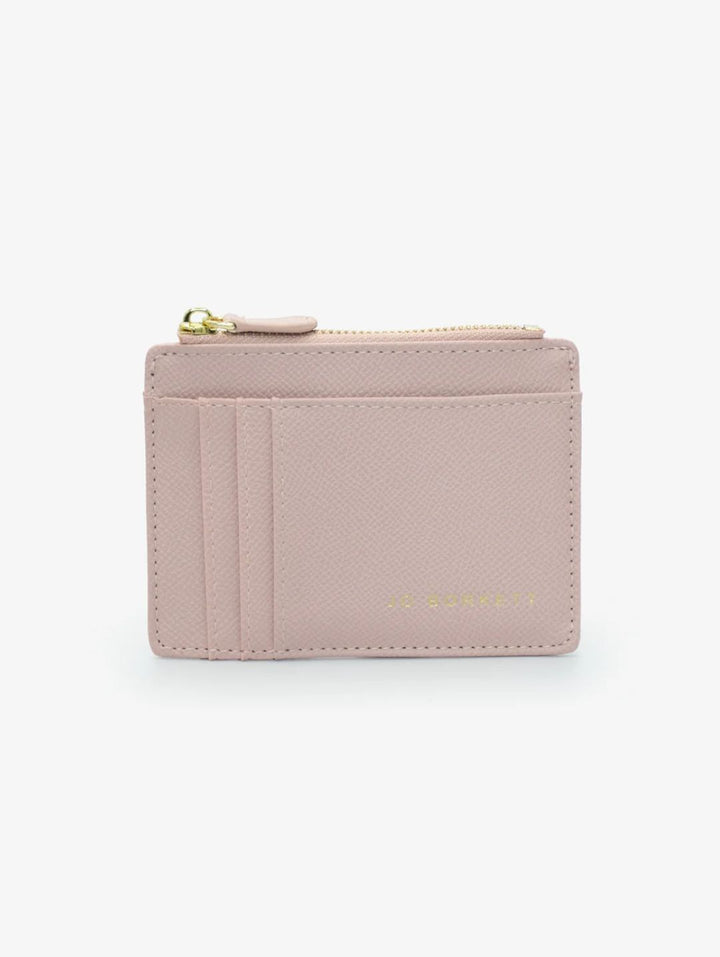 Jessica Pebble Surface Cardholder With Embossed Logo - Dusty Pink