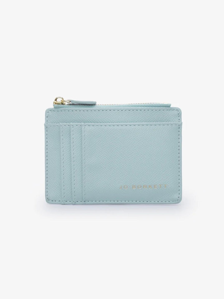 Jessica Pebble Surface Cardholder With Embossed Logo - Light Blue