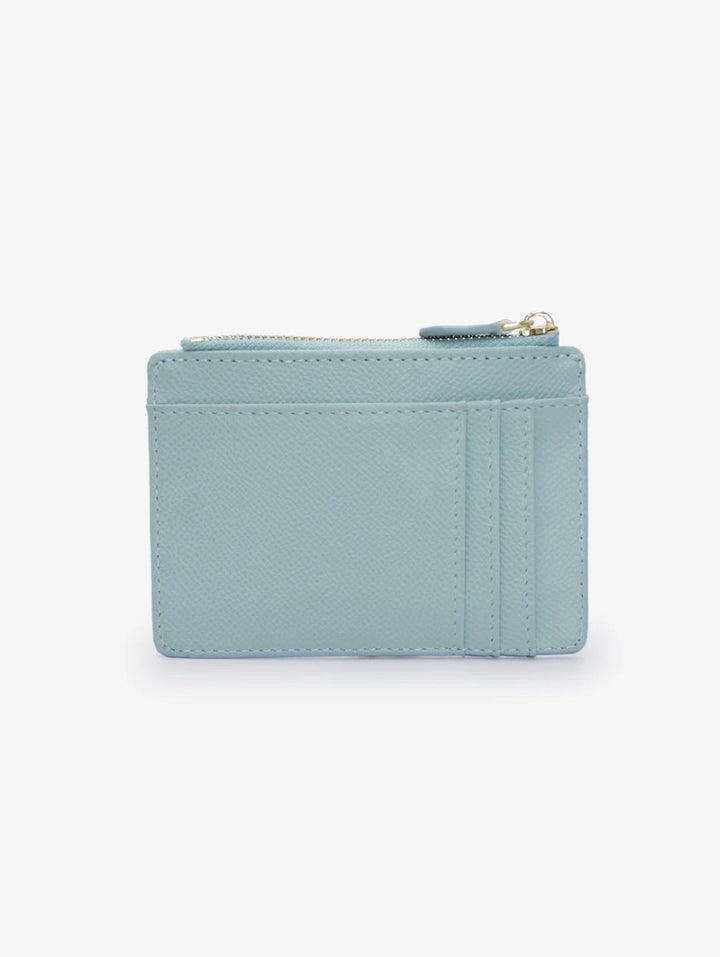 Jessica Pebble Surface Cardholder With Embossed Logo - Light Blue
