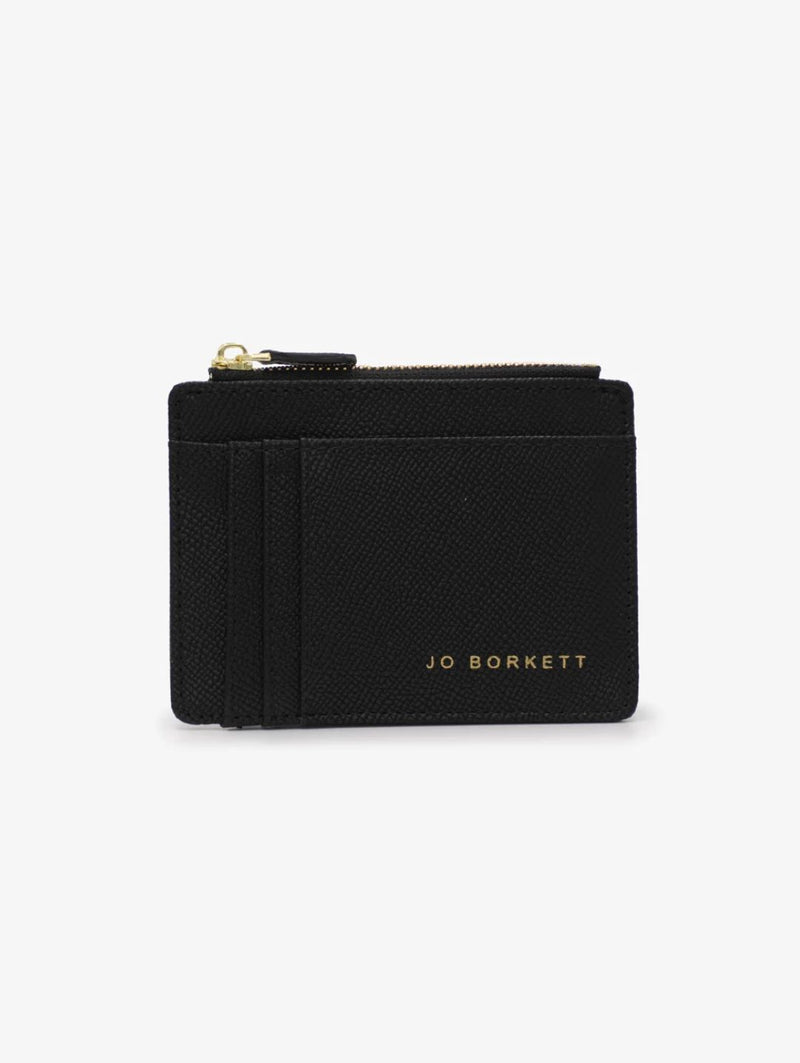 Jessica Pebble Surface Cardholder With Embossed Logo - Black