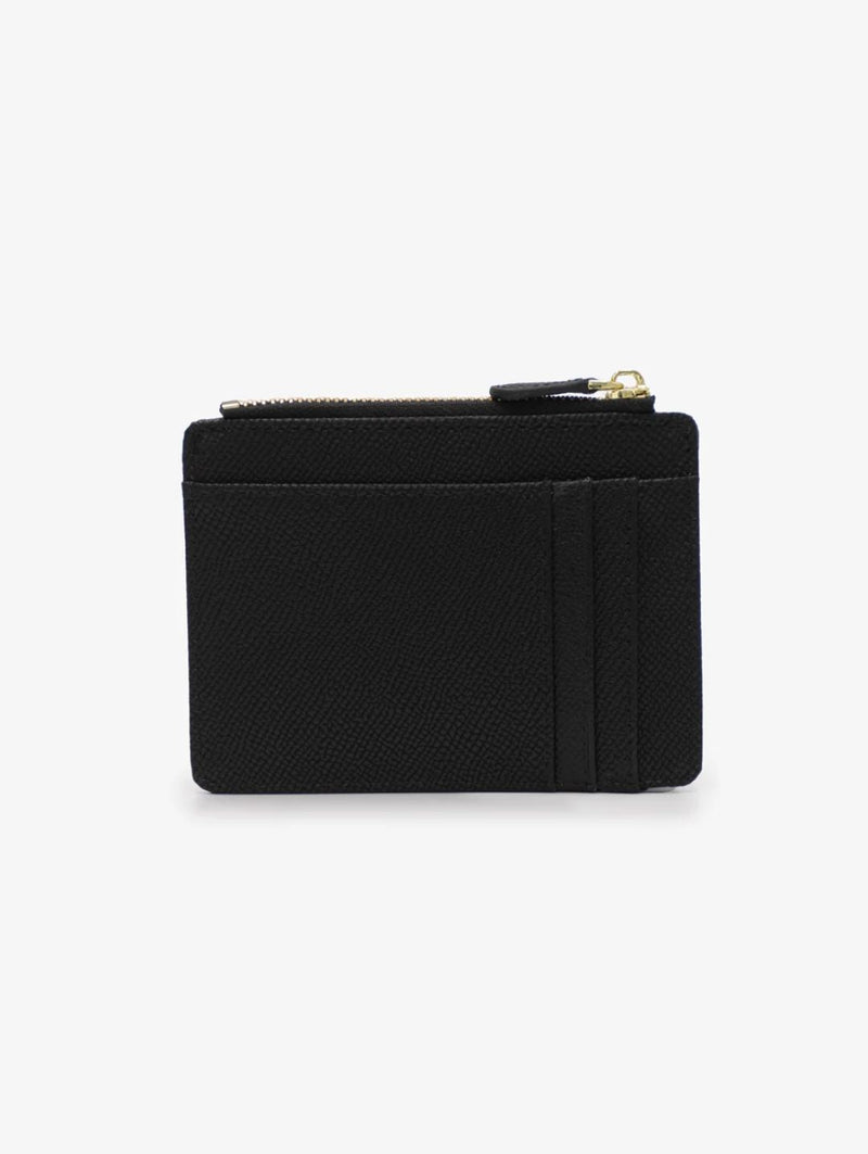 Jessica Pebble Surface Cardholder With Embossed Logo - Black