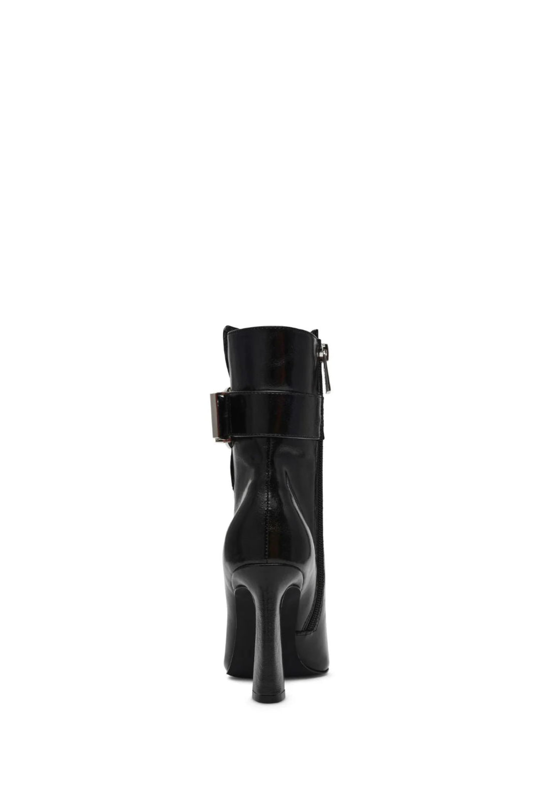 Pointy Buckle Heel Boot - Black