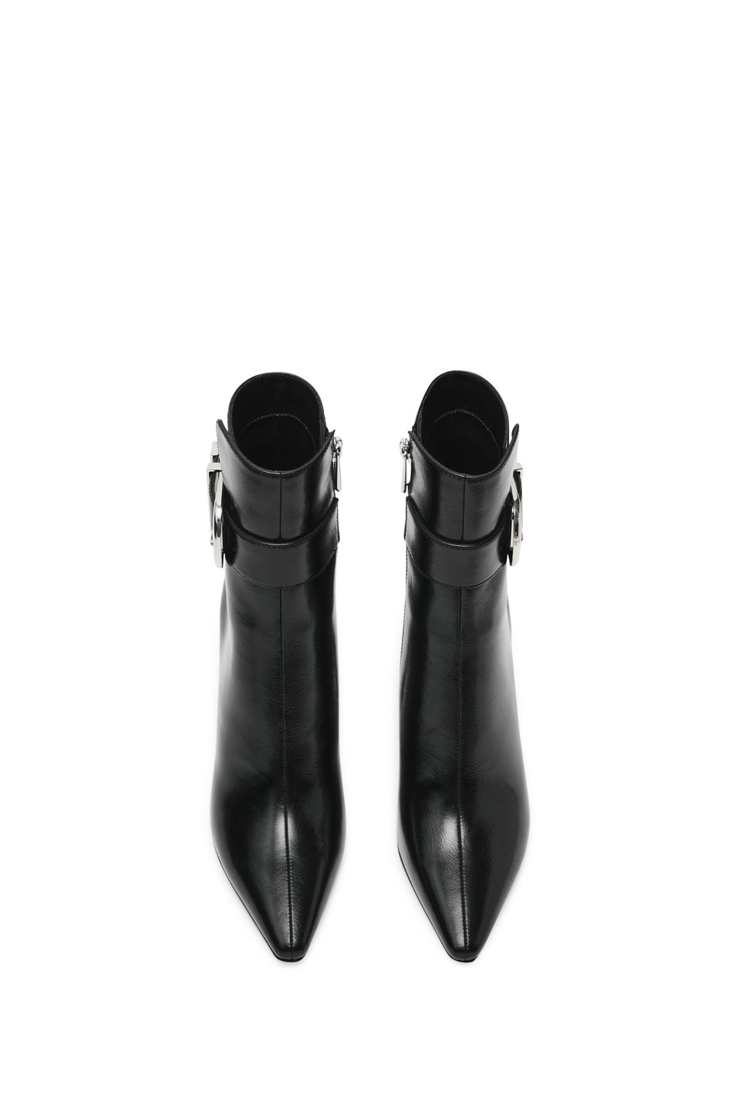 Pointy Buckle Heel Boot - Black