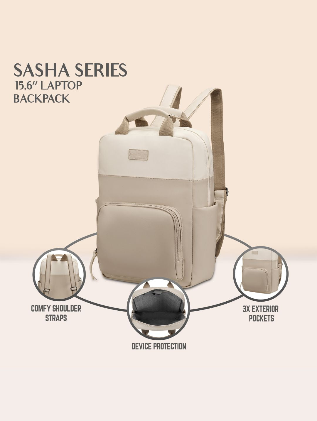 Sasha 15.6" Laptop Backpack - Tan