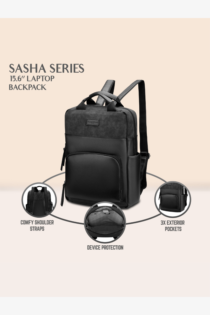 Sasha 15.6" Laptop Backpack - Black