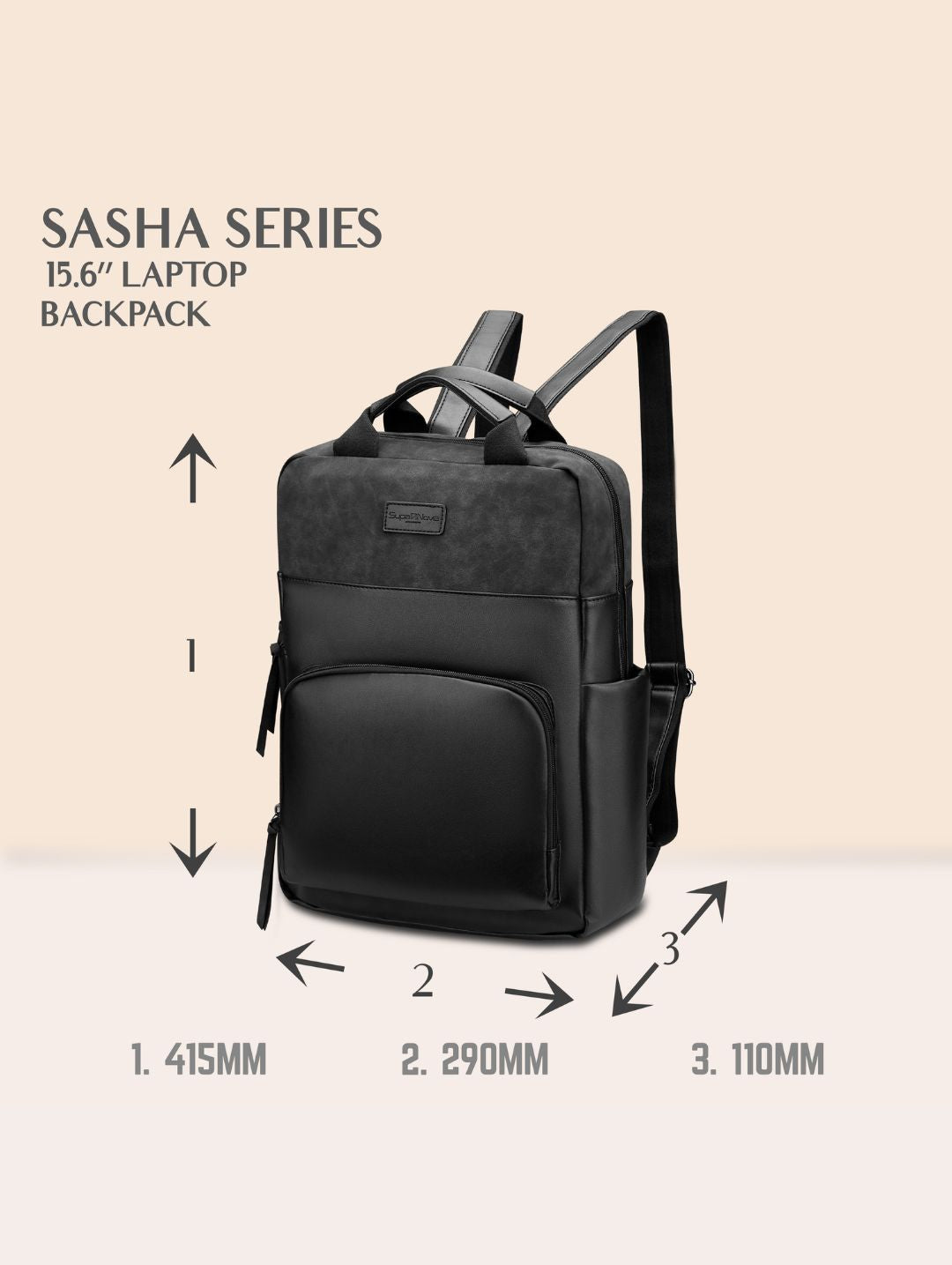 Sasha 15.6" Laptop Backpack - Black