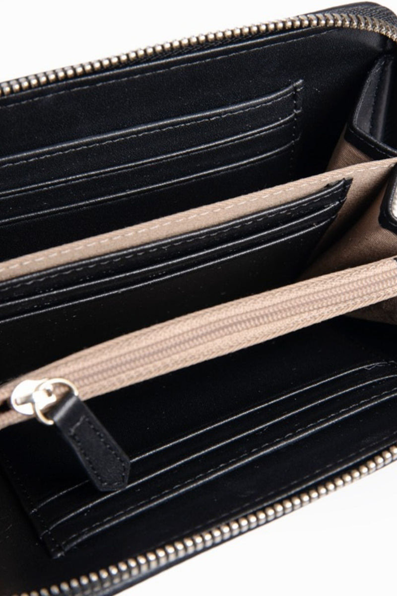 Iconic Medium Zip Around Purse - Black