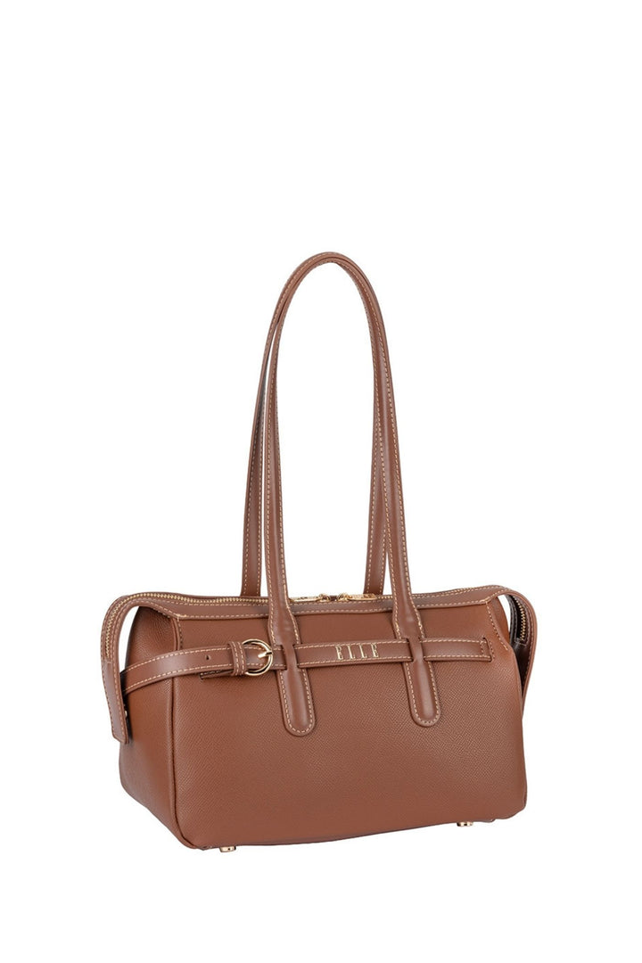 Belt Buckle Boston Bag - Brown