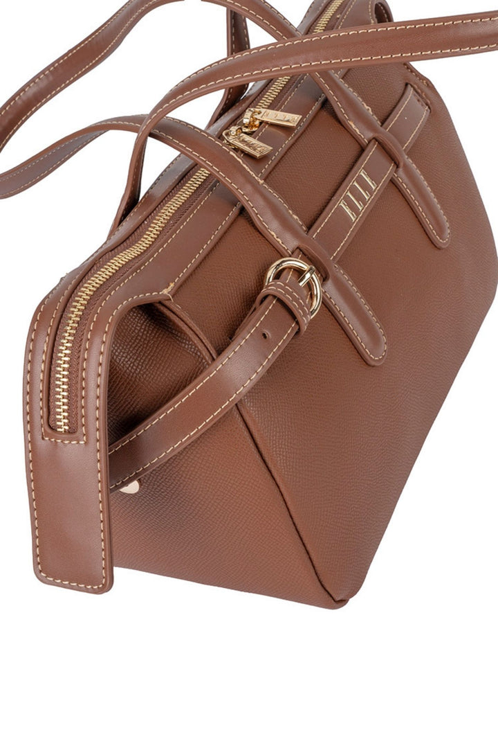 Belt Buckle Boston Bag - Brown