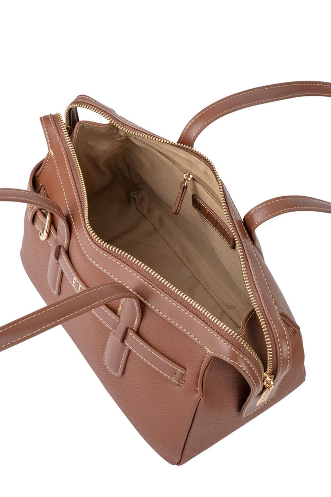 Belt Buckle Boston Bag - Brown