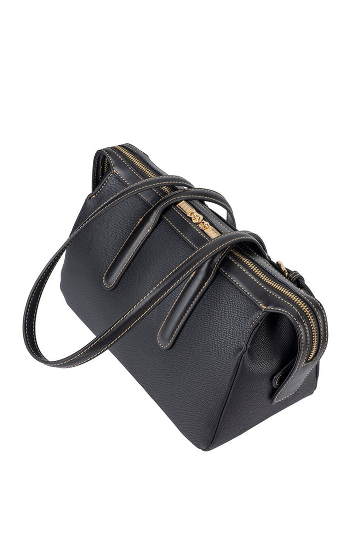 Belt Buckle Boston Bag - Black
