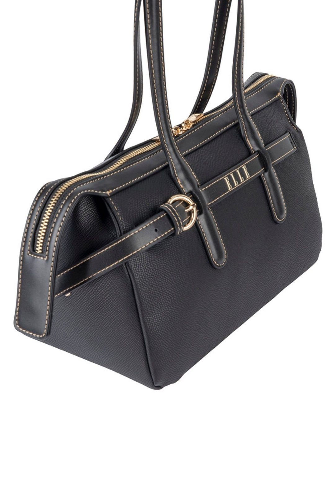 Belt Buckle Boston Bag - Black