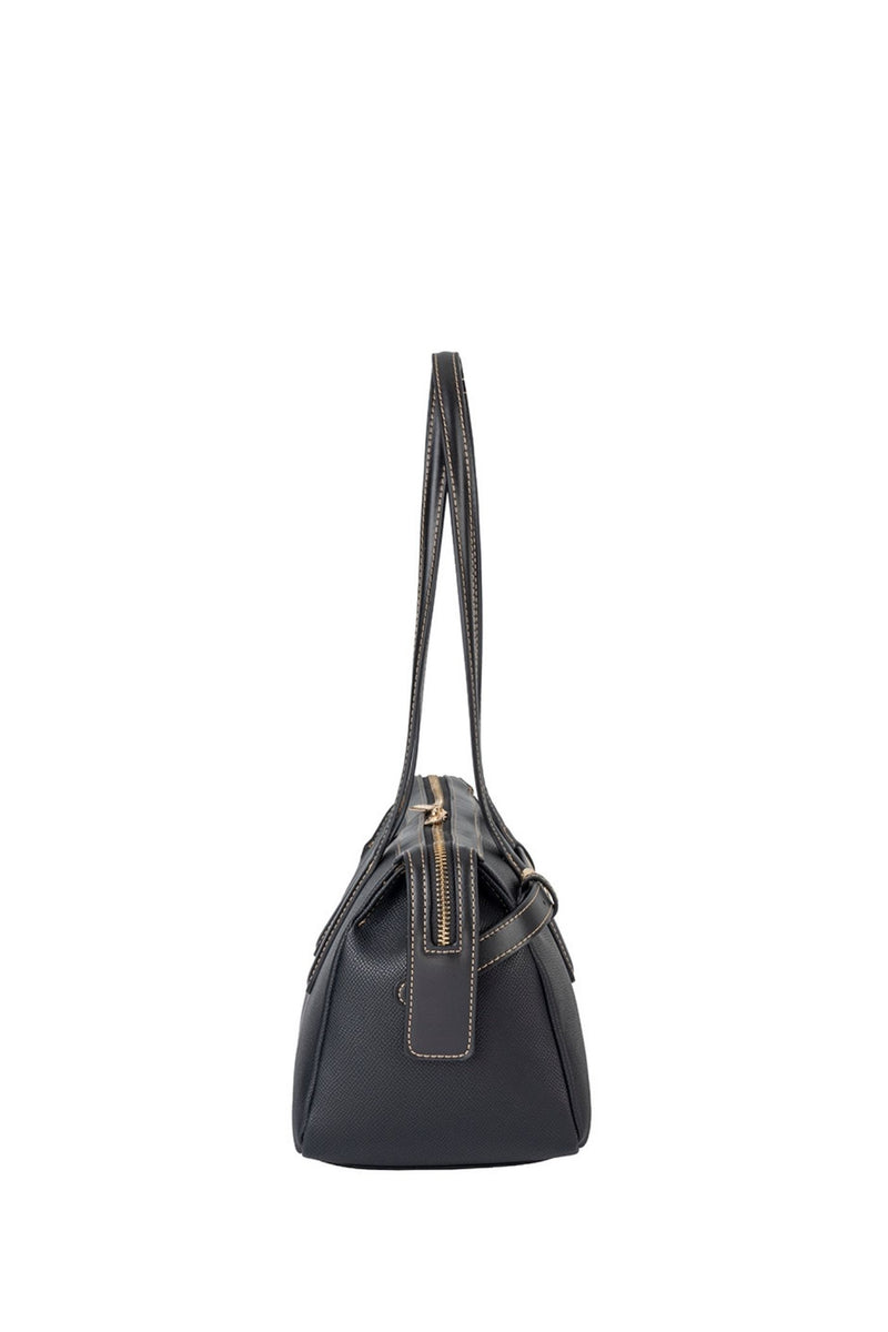 Belt Buckle Boston Bag - Black
