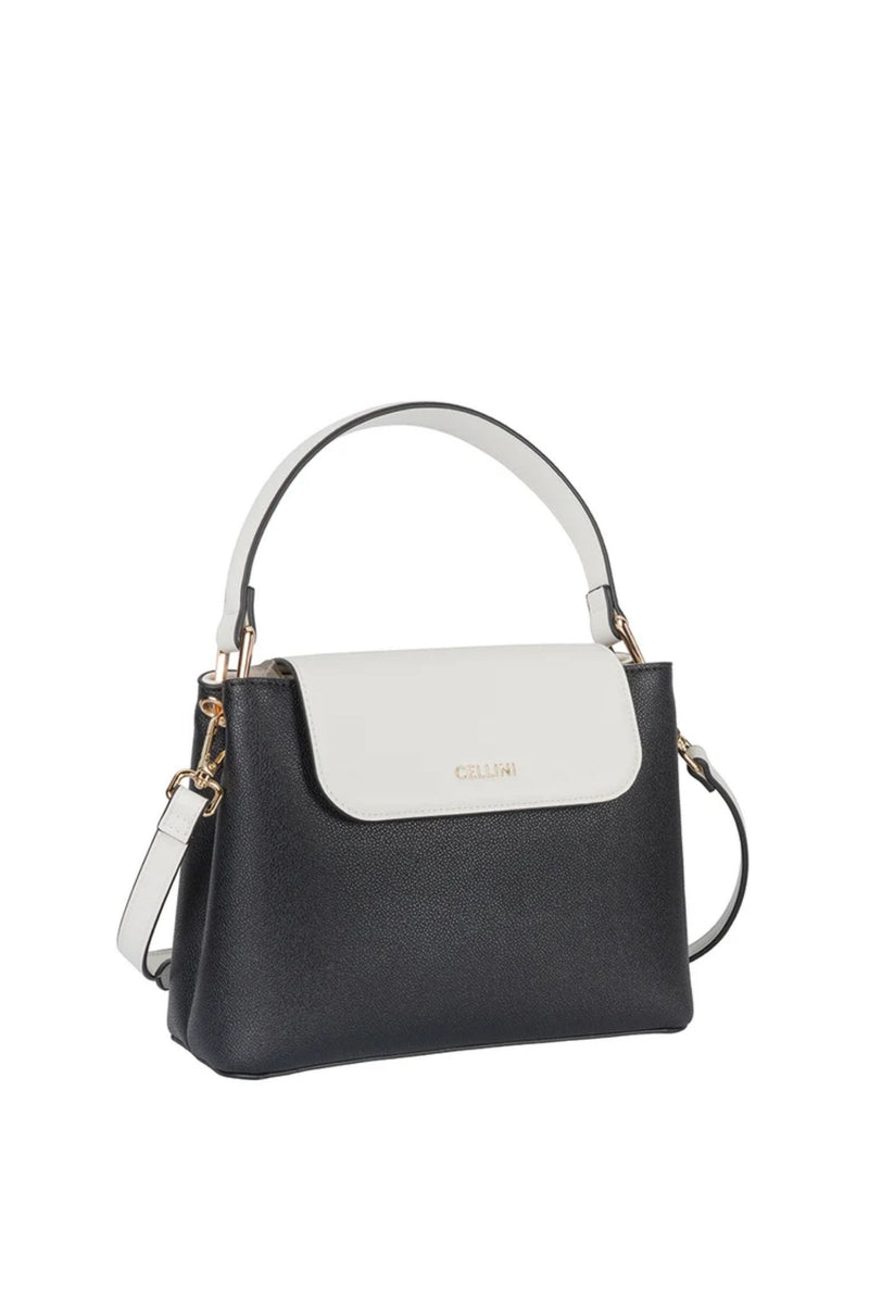 Amelia Flapover Sling Bag - Black/White