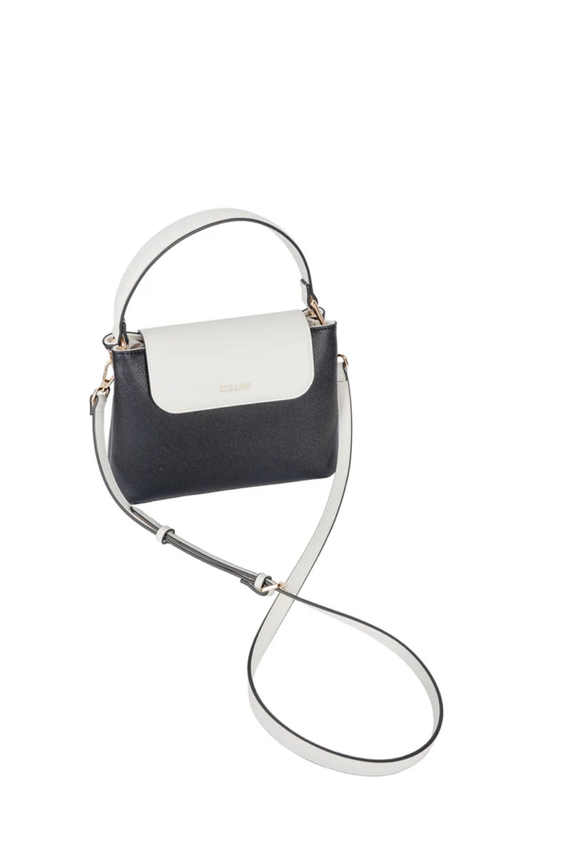 Amelia Flapover Sling Bag - Black/White