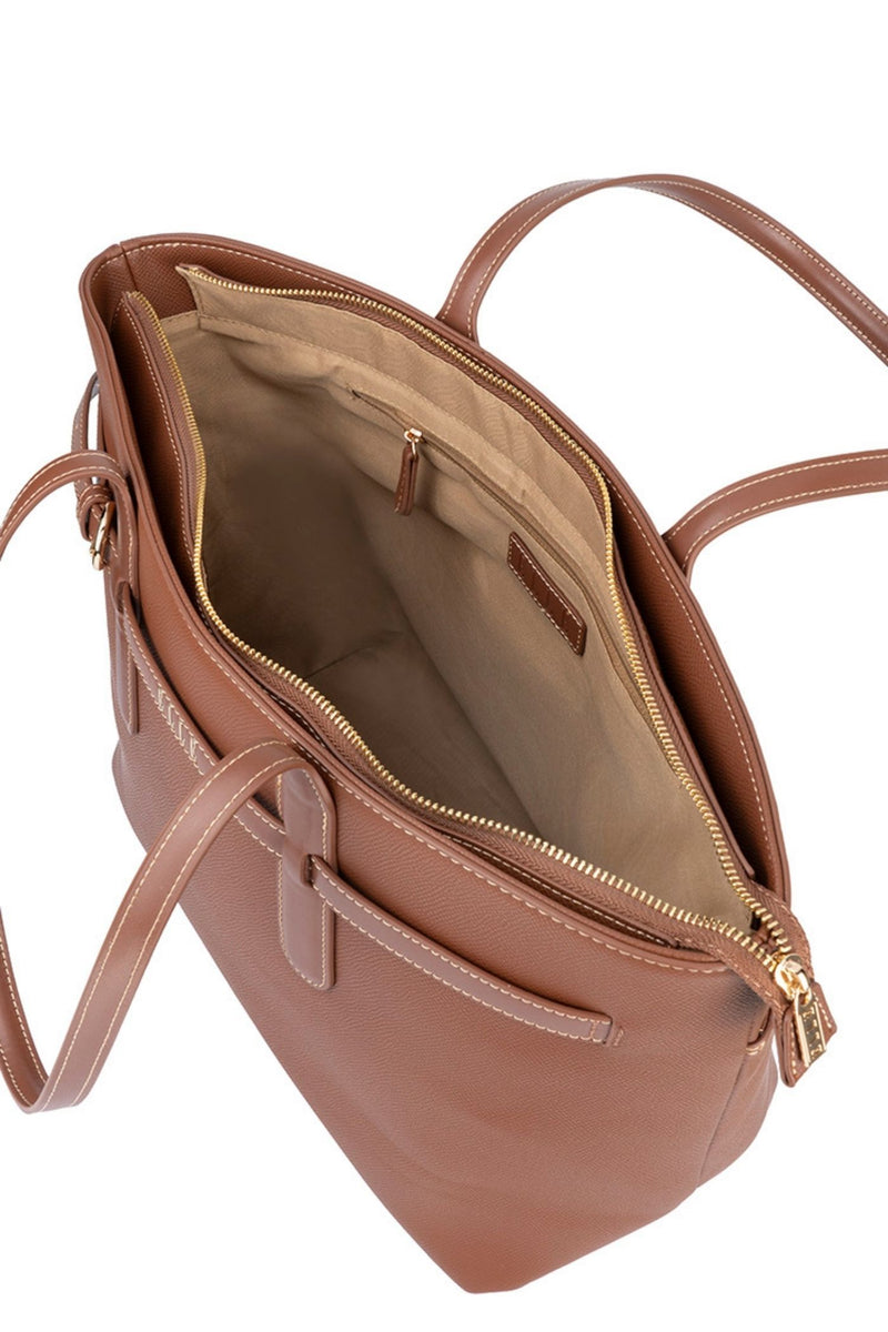 Belt Buckle Tote Bag - Brown