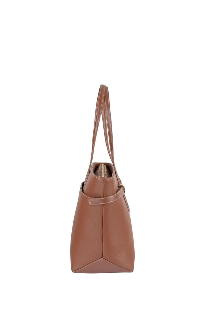 Belt Buckle Tote Bag - Brown
