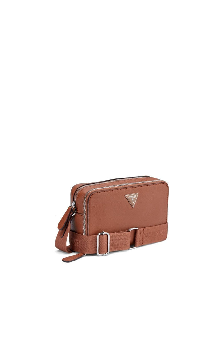 Viviette Mini Double Zip Crossbody Bag - Cognac