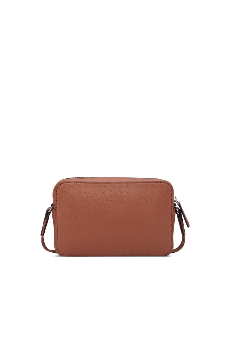 Viviette Mini Double Zip Crossbody Bag - Cognac