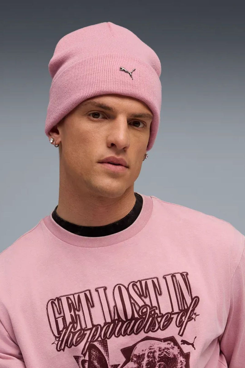 Metal Cat Poised High Crown Beanie - Light Pink