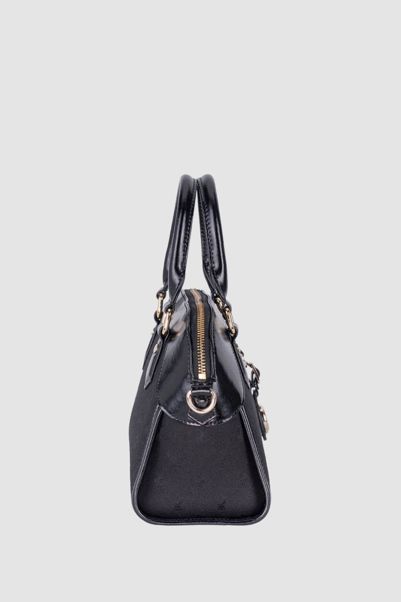 Jacquard Small Shopper Crossbody Bag - Black