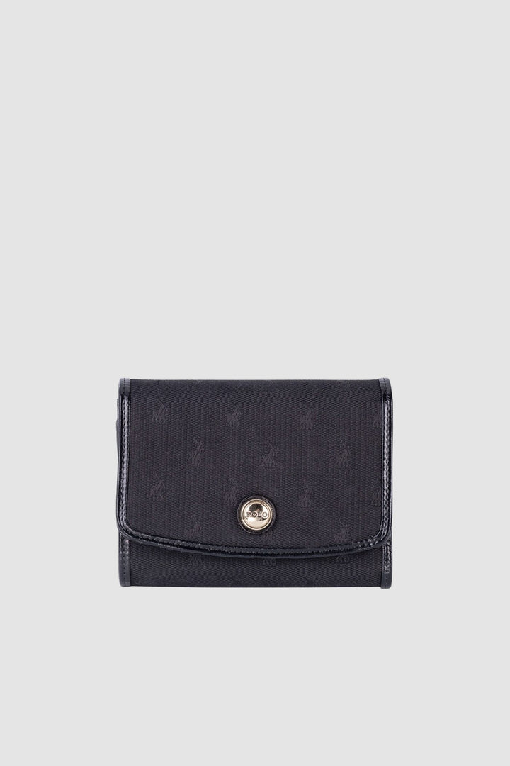 Jacquard Medium Trifold Purse Bag - Black