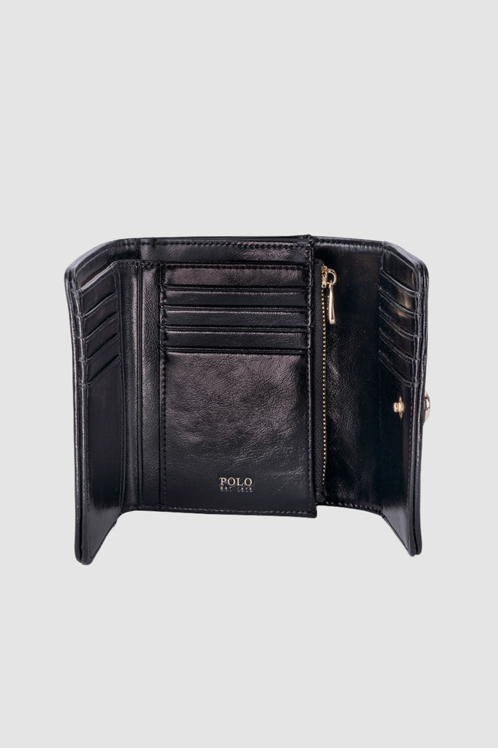 Jacquard Medium Trifold Purse Bag - Black