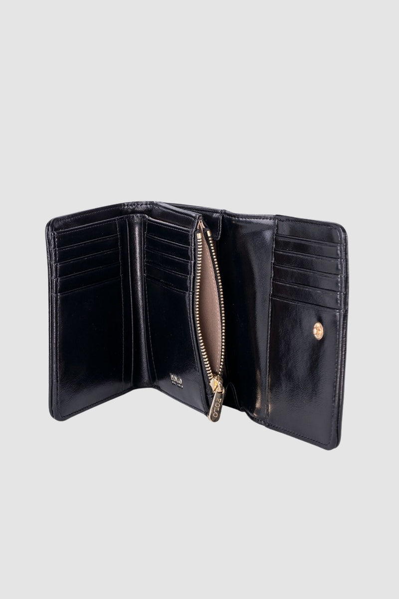 Jacquard Medium Trifold Purse Bag - Black