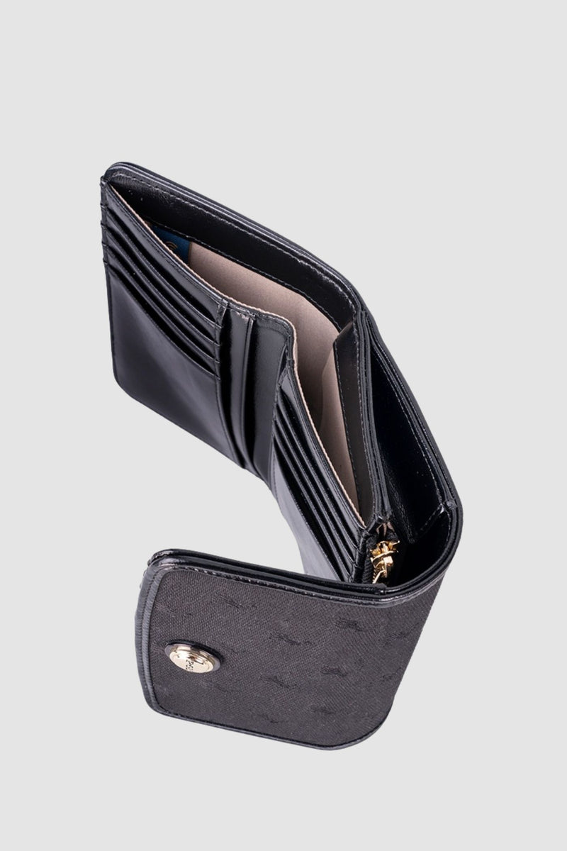 Jacquard Medium Trifold Purse Bag - Black