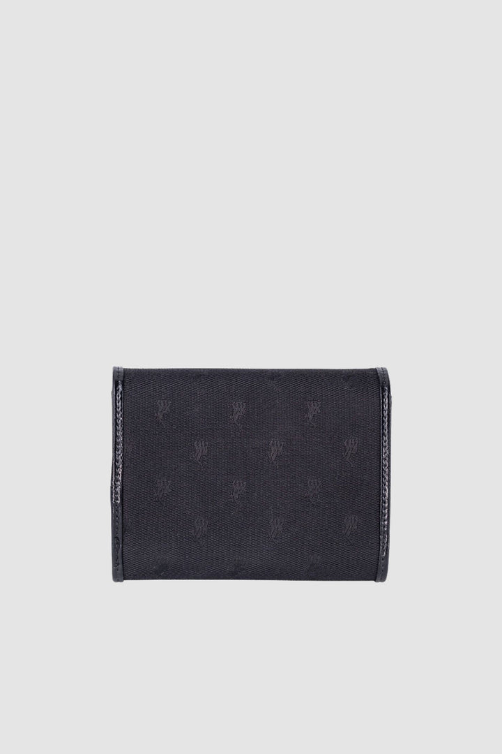 Jacquard Medium Trifold Purse Bag - Black