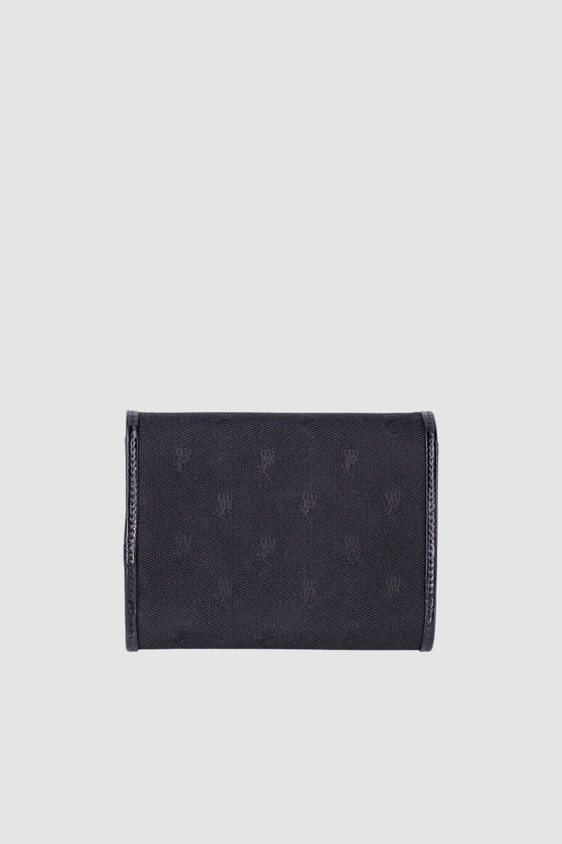 Jacquard Medium Trifold Purse Bag - Black