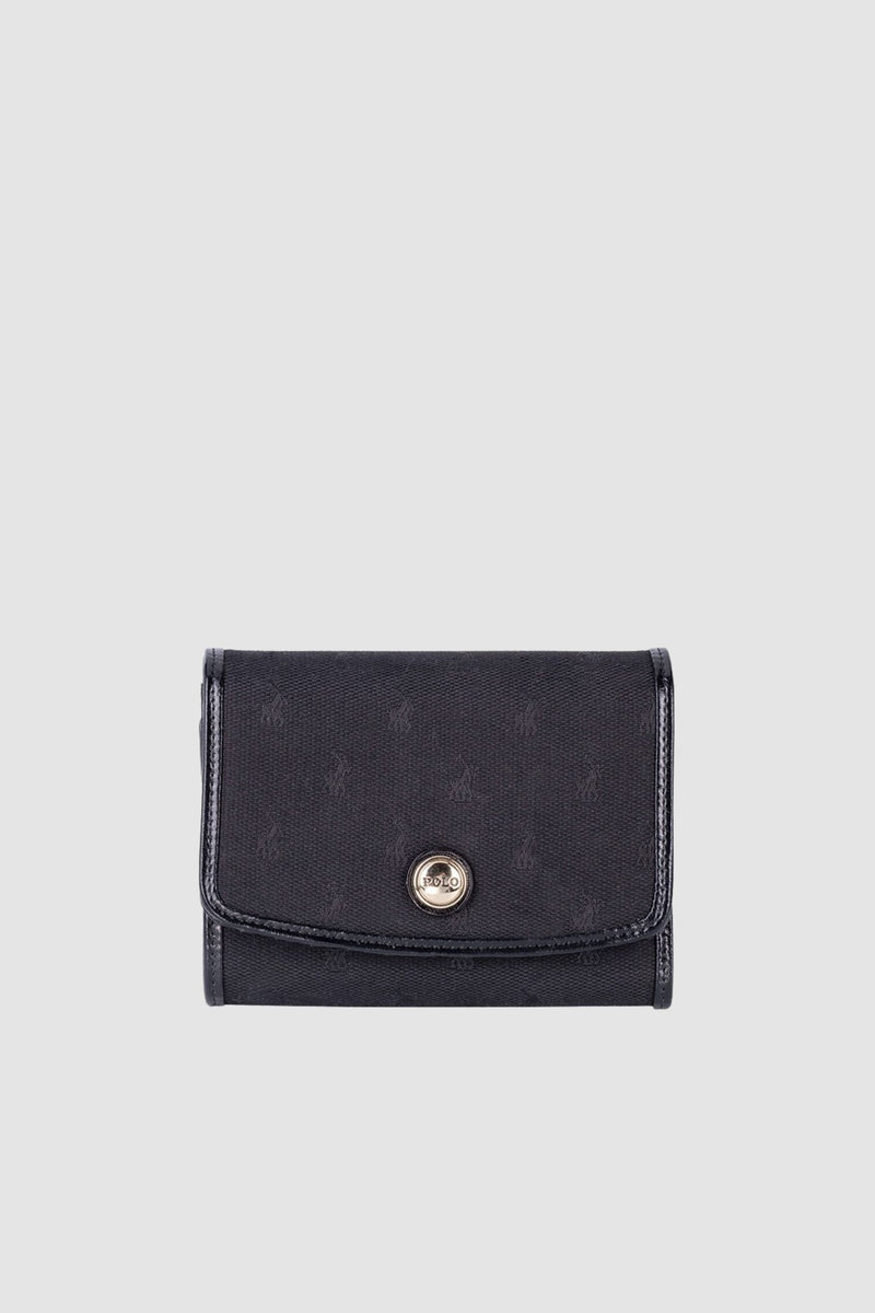 Jacquard Medium Trifold Purse Bag - Black