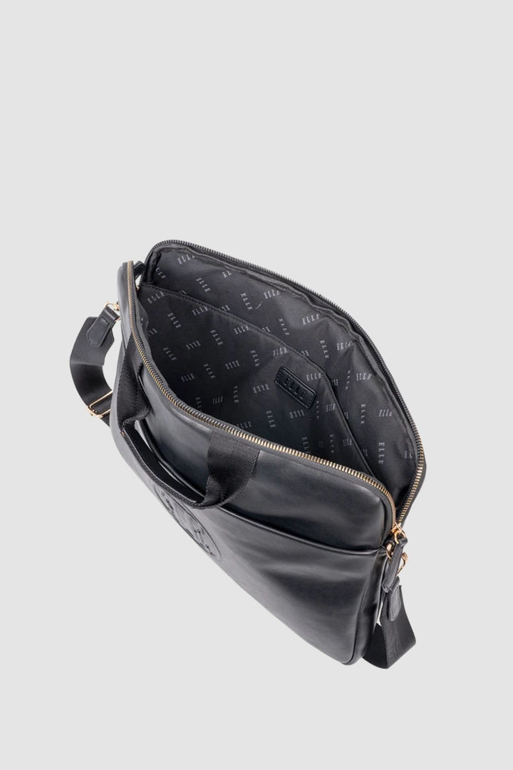 Embossed Slimline Laptop Bag - Black