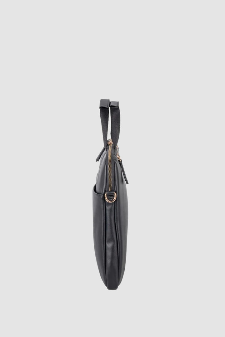 Embossed Slimline Laptop Bag - Black