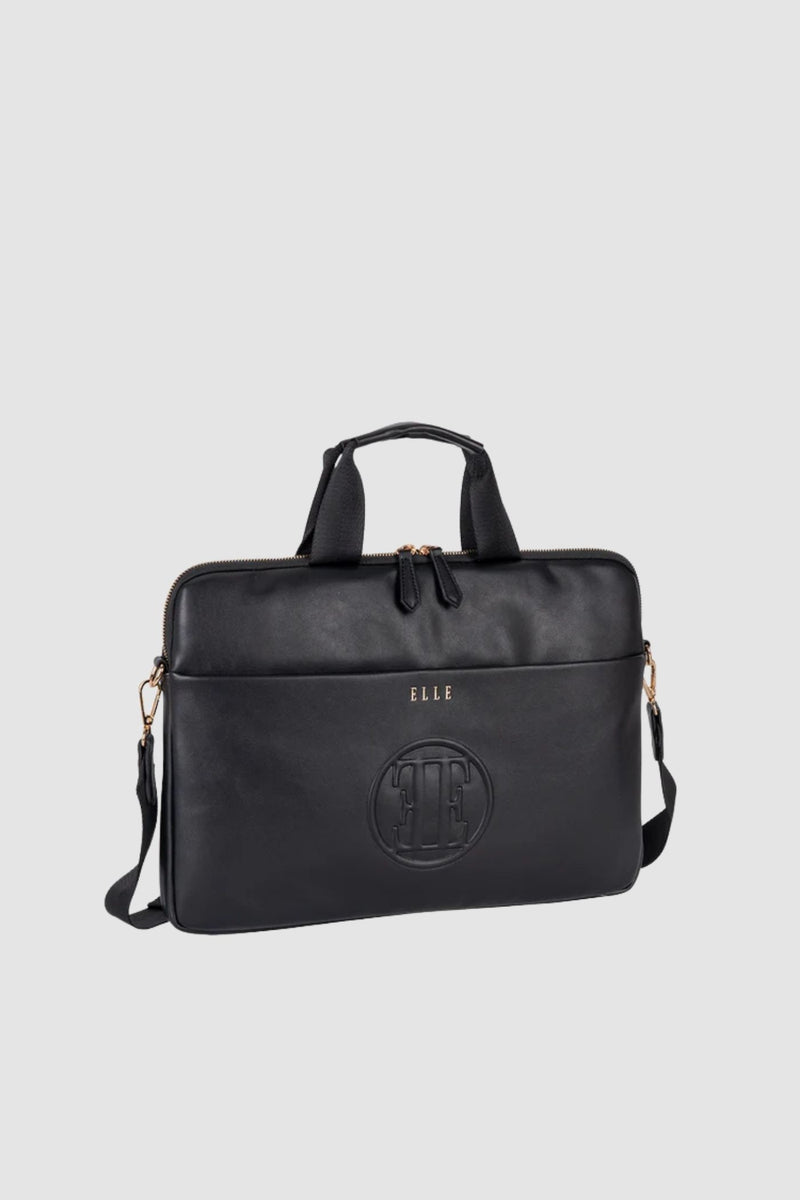 Embossed Slimline Laptop Bag - Black