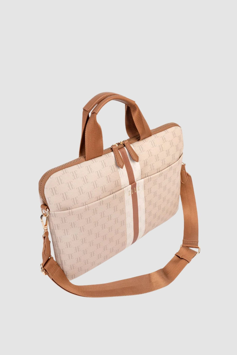 Monogram Slimline Laptop Bag - Tan