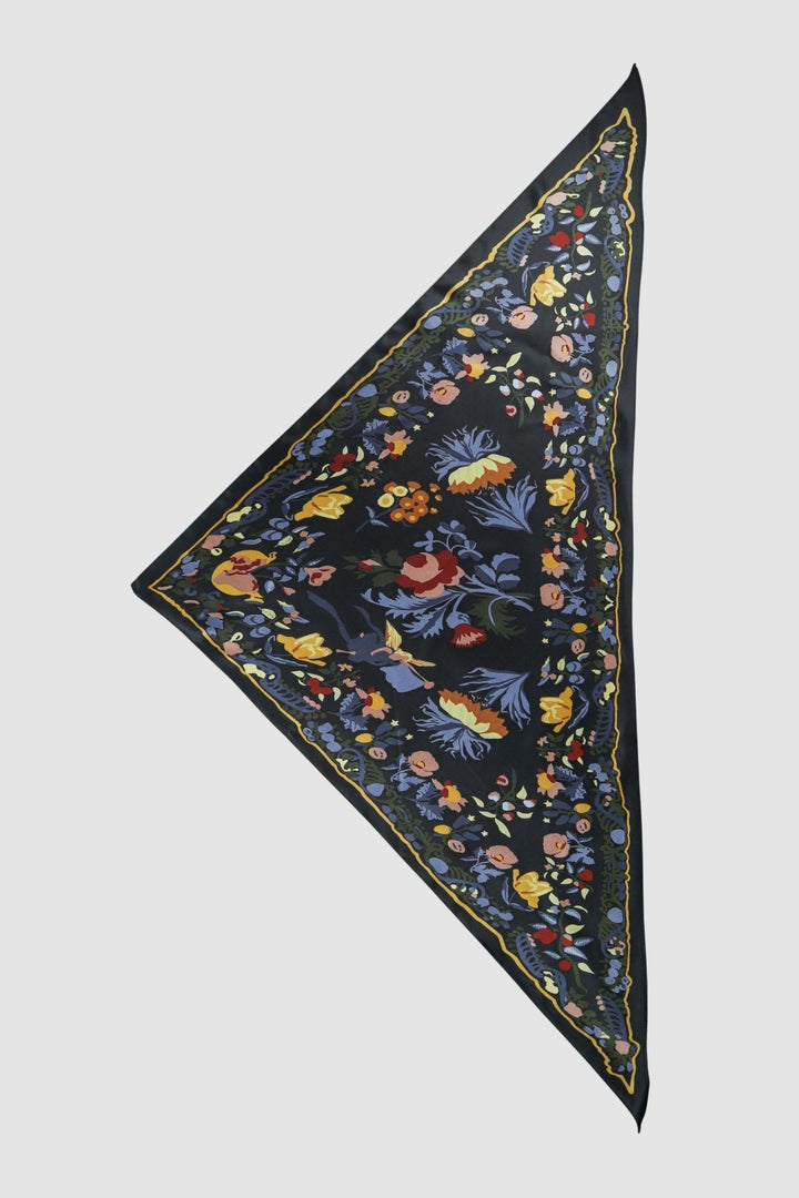 Triangle Neckerchief - Folk Forest - Black