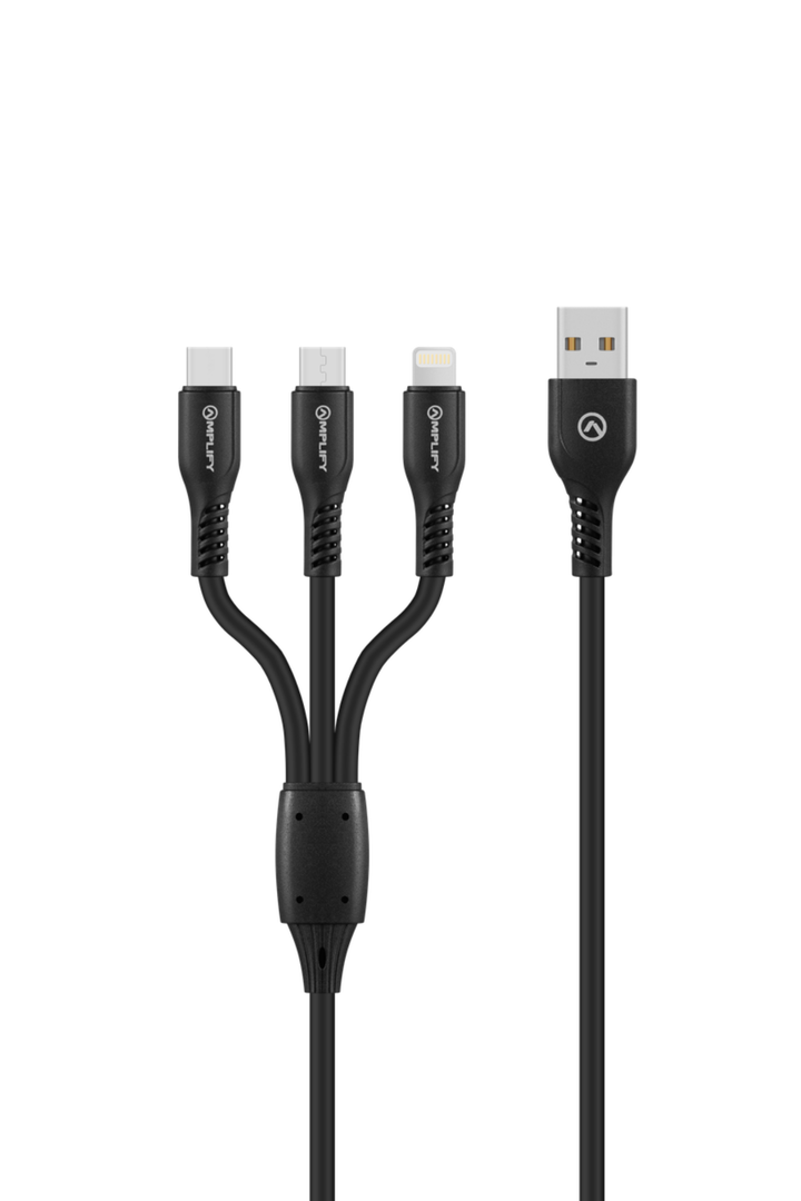 CoreCharge Series 1,2m 3-in-1 Cable - Black